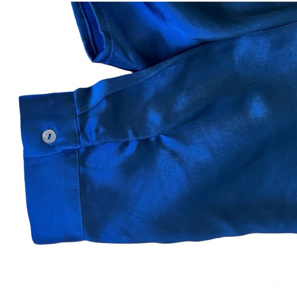 Lucy Paris Rue Button Down Tie Front Top Royal Blue Size L - Picture 8 of 10